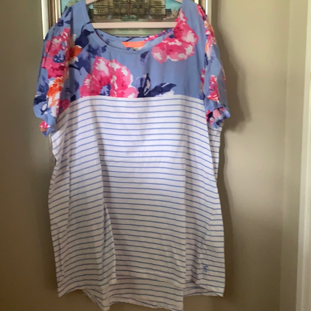 Joules mixed media floral top